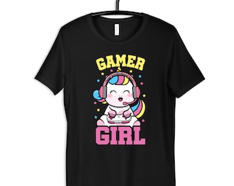 Gamer Girl Unicorn Shirt, Gaming Girl T-Shirt, Kids Tee, Video Gamer Gift, Hoodie, Long Sleeve, Sweatshirt