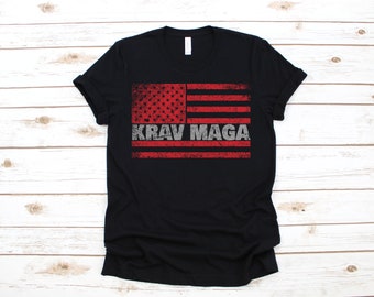 Krav Maga American Flag T-Shirt | MMA USA Long Sleeve | Sweatshirt |  Hoodie | Tank Top