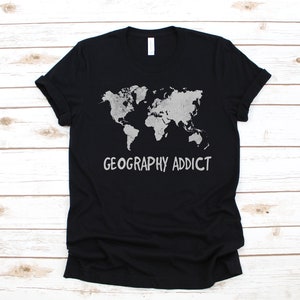 Uzależniony od geografii świata Zabawny geograf, T-shirt, podkoszulek, bluza z kapturem, bluza z kapturem, długi rękaw, dziecięca bluza z kapturem, prezent odzieżowy