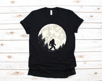 Bigfoot Moon T-shirt, Sasquatch Linne, Rolig Bigfoot Hoodie, Långärmad, Klädgåva