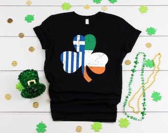 Irish Greek Shamrock Shirt | St. Patrick's Day Ireland Greece Flag | T-Shirt | Hoodie | Sweatshirt | Long Sleeve | Apparel Gift