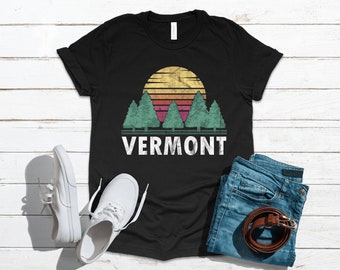 Vermont Forest Retro Trees | T-Shirt | Tank Top | Hoodie | Sweatshirt | Long Sleeve |   Apparel Gift