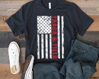 Track & Field USA Flag T-Shirt, American Track and Field Tee, Tank Top, Hoodie, Sweatshirt, Long Sleeve, Kids Tee Apparel Gift