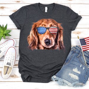 Dachshund USA Flag T-Shirt, Funny Wiener Dog July 4th, American Flag Tank Top, Fourth of July Hoodie, Sweatshirt, Long Sleeve, Gift