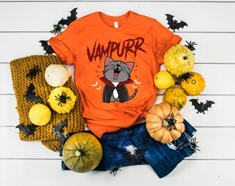 Vampurr Funny Cat Vampire Halloween Shirt, Kitten Pun Costume T-Shirt Kid Child Infant Baby Bodysuit One Piece