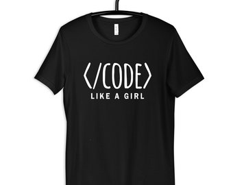 Code Als Een Meisje Shirt, Vrouw Computer Programmeur Womens Tee, Programmering T-Shirt, Geschenken voor Meisje Coders, Hoodie, Tank Top