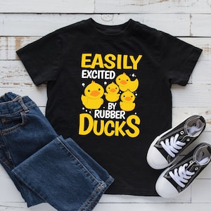 Fácilmente distraído por la camiseta para niños de Rubber Ducks, camisa para niños pequeños, sudadera con capucha, lindo diseño de pato