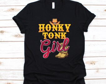 T-shirt Honky Tonk Girl, maglietta da donna, felpa con cappuccio, abbigliamento per bambini, manica lunga, canotta, felpa