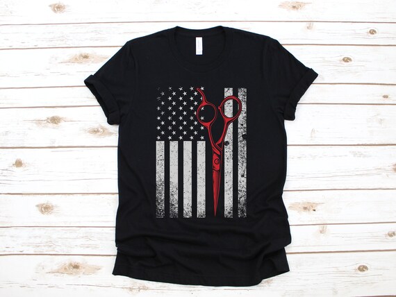 Vintage Usa Red White Scissor American Flag T-Shirt Barber Vintage Usa Red White Scissor American Flag T-Shirt Barber