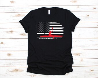 Kayaker American Flag Camisa / Canoa USA Camiseta de kayak / Camiseta de tanque / sudadera con capucha / sudadera / manga larga / Regalo de ropa kayakero