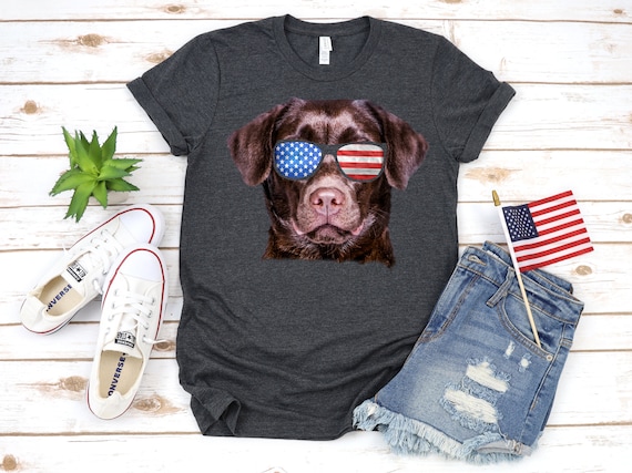 Funny Chocolate Lab American Flag Dog T-Shirt 4th Of July Funny Chocolate Lab American Flag Dog T-Shirt 4th Of July