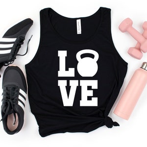 Love Kettlebell T-Shirt, Kettlebell Gym Fitness Tank Top, Hoodie, Sweatshirt, Long Sleeve, Kids Tee Apparel Gift