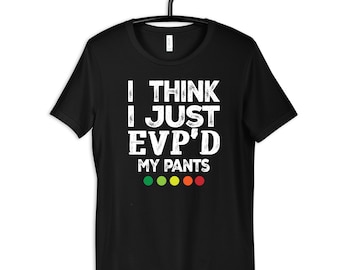 面白い EVP ゴーストハンティング T シャツ、パーカー、レディース T シャツ、キッズ T シャツ、長袖、タンクトップ、幼児用シャツ、スウェットシャツ