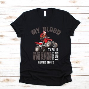 ATV T-Shirt, lustige ATV mein Blut Typ ist Schlamm, 4-Wheeler langärmelig, Vierradfahrer Sweatshirt, ATV Rider Kinder T-Shirts, Hoodie