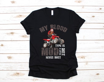 ATV T-Shirt, lustige ATV mein Blut Typ ist Schlamm, 4-Wheeler langärmelig, Vierradfahrer Sweatshirt, ATV Rider Kinder T-Shirts, Hoodie