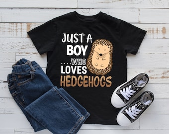 Garçon qui aime les hérissons T-Shirt, Boy Hedgehog Tee, Débardeur, Sweat à capuche, Sweat-shirt, Manches longues, Kids Tee Apparel Gift