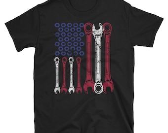 American Flag Mechanic Shirt Car Lover Patriotic Mechanic Gift Car Collector Shirt