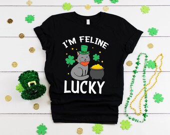 St. Patrick's Day Cat Shirt | Cute Kitten Feline Lucky Outfit | T-Shirt | Hoodie | Sweatshirt | Long Sleeve |   Apparel Gift