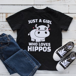 Meisje dat houdt van Hippos T-Shirt, Cute Hippo Kids Tee, Tank Top, Hoodie, Sweatshirt, Lange Mouw, Kids Tee Apparel Gift
