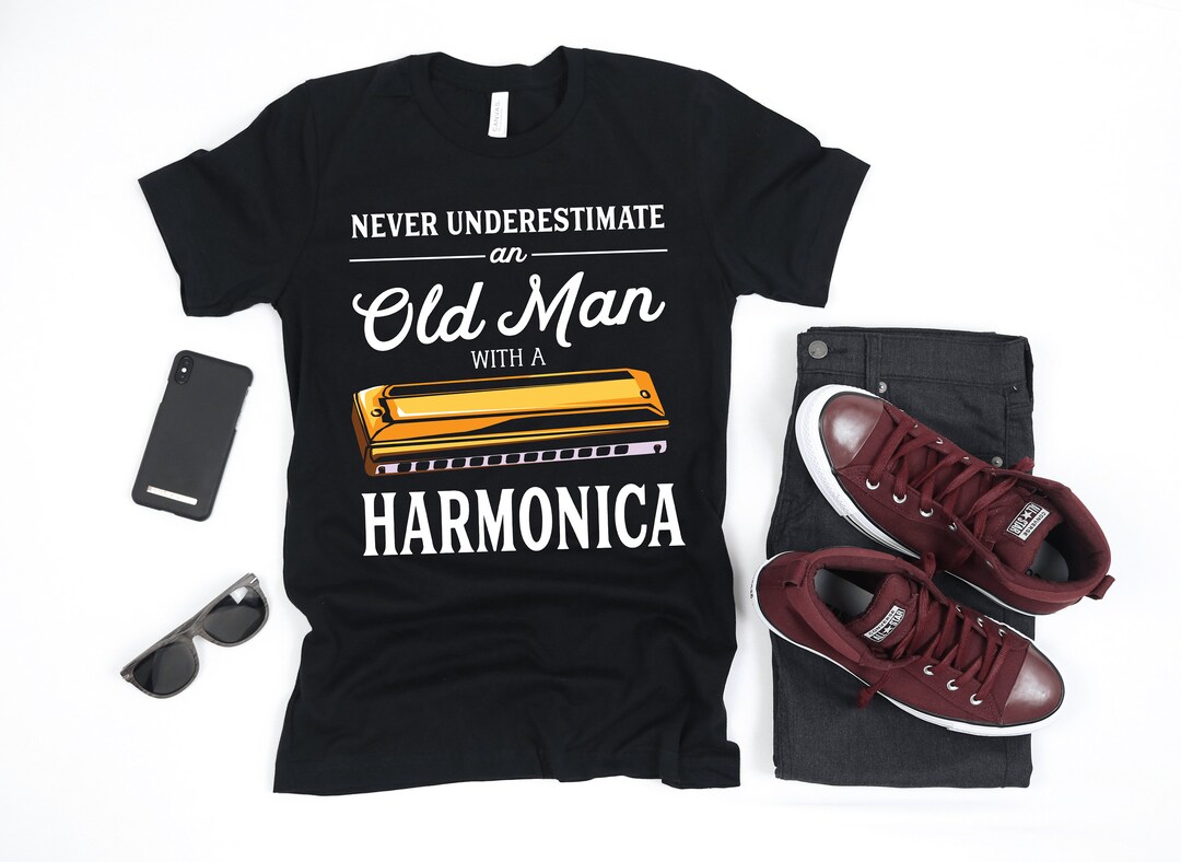 Old Man Harmonica Funny Birthday Tshirt Tank Top Hoodie Sweatshirt