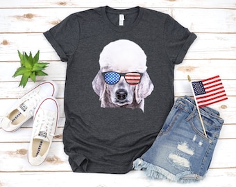 Poodle USA Flag T-Shirt, Funny Dog July 4th, American Flag Tank Top, Fourth of July Hoodie, Sweatshirt, Long Sleeve, Gift