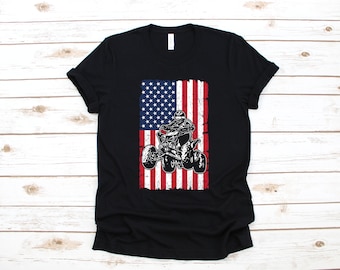 ATV USA Flag T-Shirt, American Flag ATV T-Shirt, Patriotic 4-Wheeler Long Sleeve, Four Wheeler Sweatshirt, Tees, Hoodie