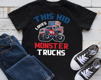 A este niño le encanta la camiseta de Monster Trucks, camiseta para niños, camisa para niños pequeños, sudadera con capucha, fanático de Monster Truck, ropa juvenil