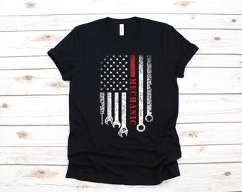 Car Mechanic American Flag Shirt | USA Auto Mechanic T-Shirt | Tank Top | Hoodie | Sweatshirt | Long Sleeve | Diesel Fathers Day Gift