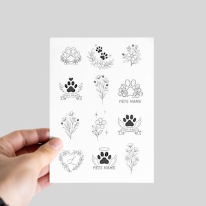 Dog Temporary tattoos, Cat Tattoo Temporary, Pet Name Tattoo, Pet memorial tattoo, custom pet tattoo design, dog heart tattoo