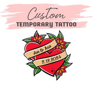Bride and Groom Personalized Wedding Temporary Tattoo Wedding Favors | Custom Tattoo Bar Favor | Engagement Party Favor