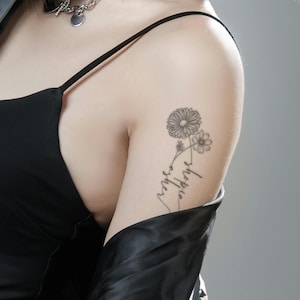 2 Names Birth Month Flowers Tattoo, couple tattoo design, 2 names tattoo, flower name tattoo, birth flower tattoo, couple names tattoo