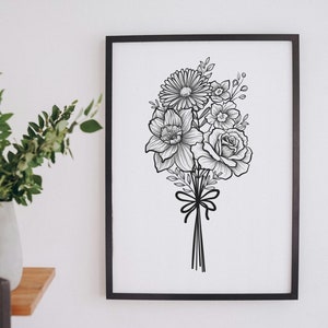 Custom Birth Flower Bouquet, Family Birth Month Tattoo Design - Family Birth Flowers -  Custom Flower Bunch - Family Bouquet - Custom Tattoo