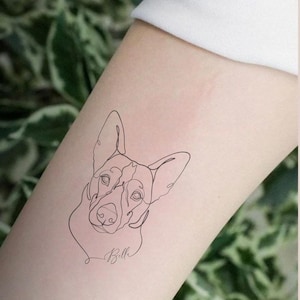 Dog Head Outline Personalized Tattoos, Pet line drawing, Cat outline tattoo, Dog line drawing
