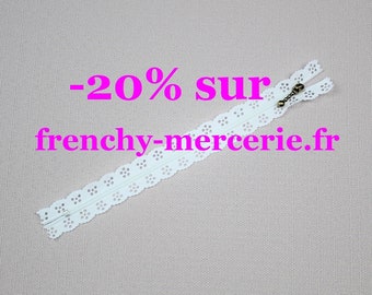 Fermeture éclair dentelle 20cm - Blanc