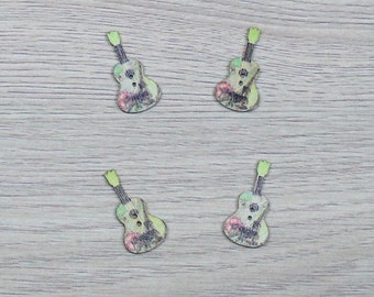 4 boutons guitare en bois peint Tour Eiffel