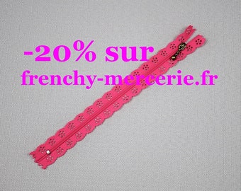 Fermeture éclair dentelle 20cm - Fuchsia