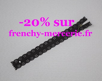 Fermeture éclair dentelle 20cm - Brun