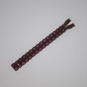 Fermeture éclair dentelle 20cm - Marron