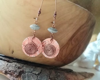 Spirale Kupfer Ohrringe Kreis gehämmert Boho Ohrringe Nespresso Upcycling Schmuck aus Kaffeekapseln nachhaltig