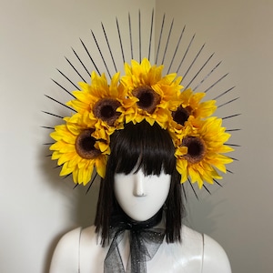 Sunflower Crown, Halo Sunflower Crown, Sunflower Headpiece