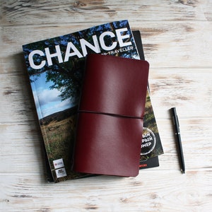 Burgundy leather travelers notebook cover / Leather TN cover / Hobonichi weeks mega cover / Midori planner cover / A5 A6 B6 planner cover