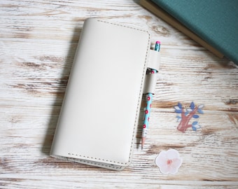 Hobonichi Weeks Mega-Hülle aus cremefarbenem Leder 2025 / Hobonichi Techo-Hülle aus Leder A6 / B6 Slim Planner-Hülle / A5 Notizbuchhülle