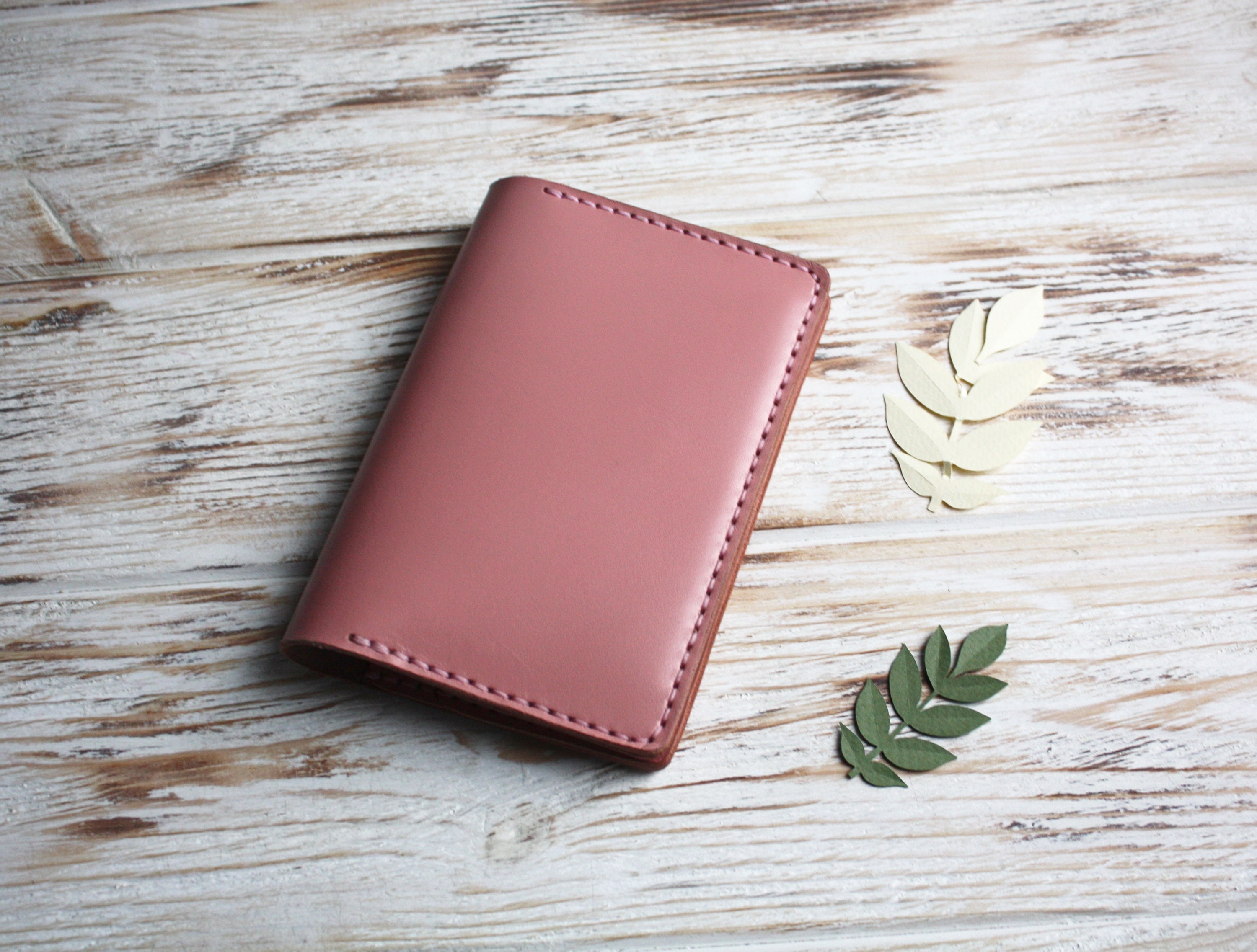 Pink leather passport holder / Leather passport cover Etsy