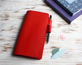 Hobonichi Mega-Einband aus rotem Leder für 2026 Wochen / Hobonichi Techo-Einband aus Leder, A6 / A5/B6 Slim-Journal-Einband / Planer-Einband aus Leder