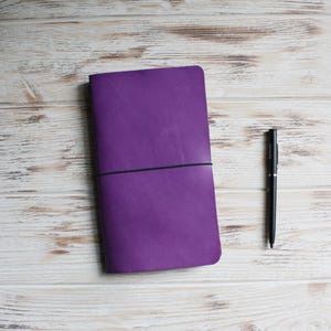 Purple leather travelers notebook cover 2025 / Leather TN cover / Hobonichi weeks mega cover / Midori planner cover / A5 A6 B6 planner cover