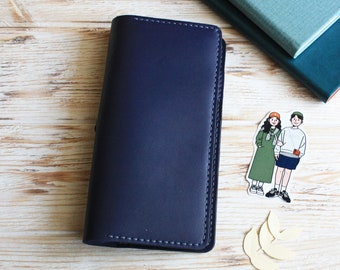 Blue leather Hobonichi weeks mega cover / Hobonichi A6 techo cover / Leather B6 Slim planner cover / A5 notebook cover leather