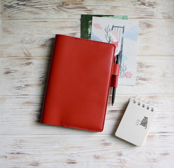 Red Leather A5 Hobonichi Cover / Hobonichi Mega Weeks Cover / B6 Slim  Planner Cover / Hobonichi Techo A6 Cover / Planner Accessories 