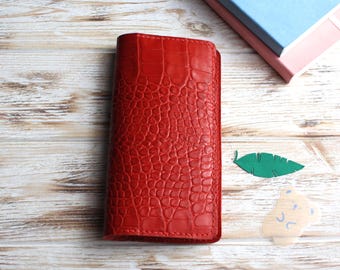 Rote Lederhülle für Hobonichi Weeks Mega bis 2025 / Lederhülle für A5 (5 Jahre) / Hobonichi Techo-Hülle für A6 / Slim-Hülle für B6