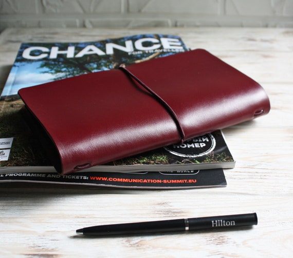 Burgundy leather Hobonichi Cousin cover A5