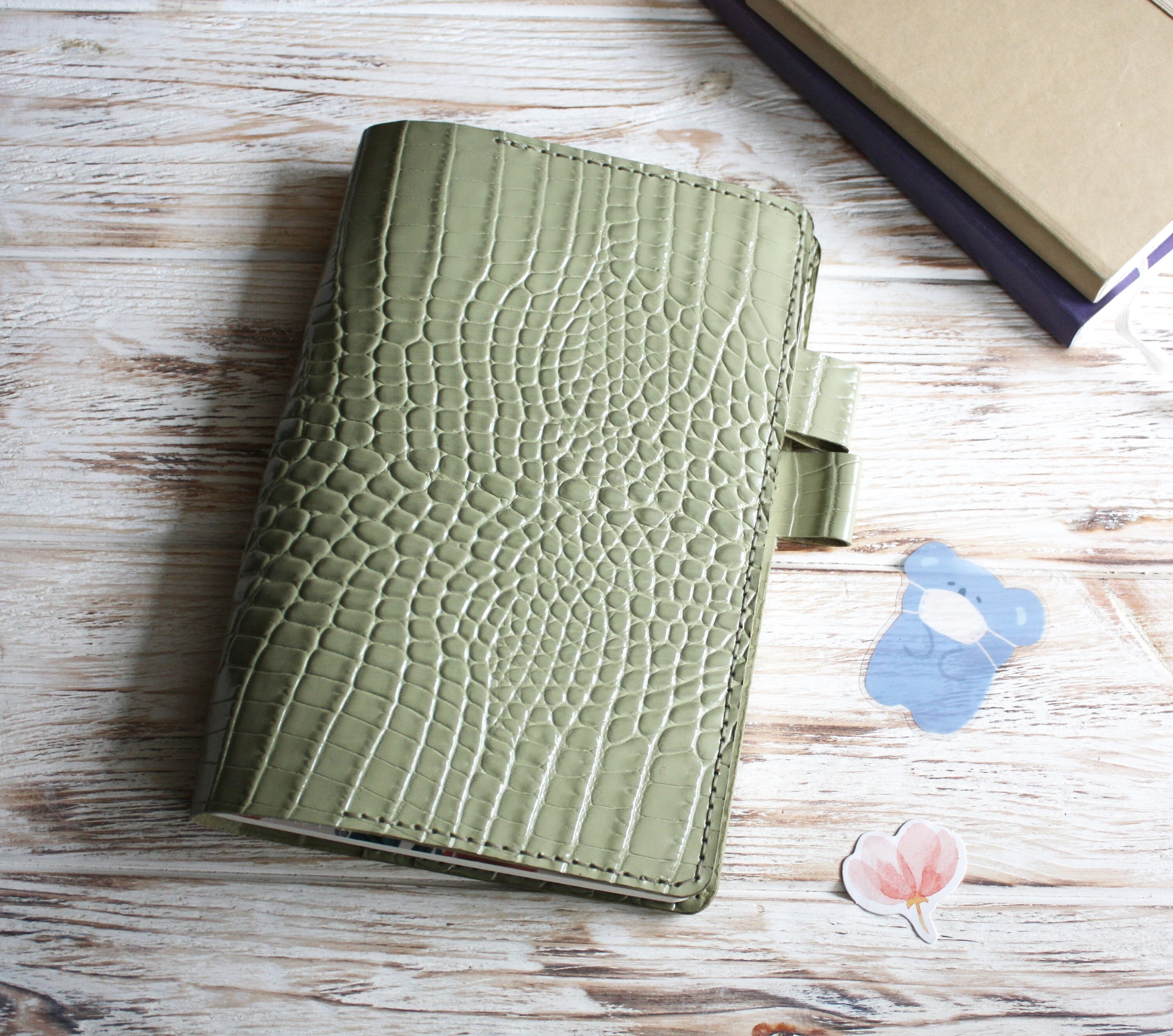 Green Leather Jibun Techo Cover A5 / Kokuyo B6 Slim Planner Green Leather Jibun Techo Cover A5 / Kokuyo B6 Slim Planner